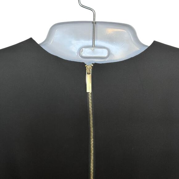 Calvin Klein Sheath Dress Flutter Sleeve Black Gold  Exposed Zipper Women's Sz 4 - Picture 8 of 12